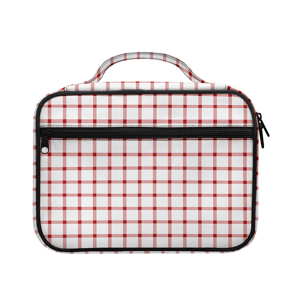 Red And White Tattersall Pattern Print Briefcase Bible Bag
