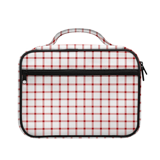 Red And White Tattersall Pattern Print Briefcase Bible Bag