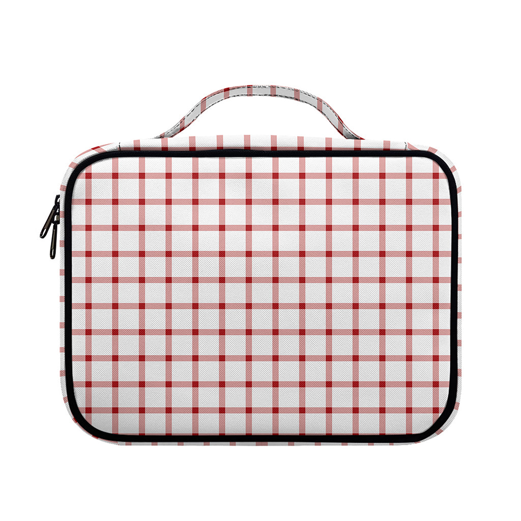 Red And White Tattersall Pattern Print Briefcase Bible Bag