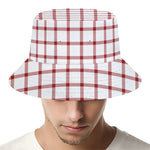 Red And White Tattersall Pattern Print Bucket Hat
