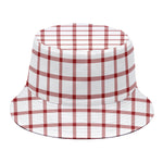 Red And White Tattersall Pattern Print Bucket Hat