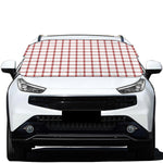 Red And White Tattersall Pattern Print Car Windshield Snow Cover