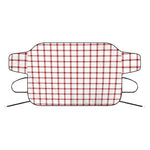Red And White Tattersall Pattern Print Car Windshield Snow Cover