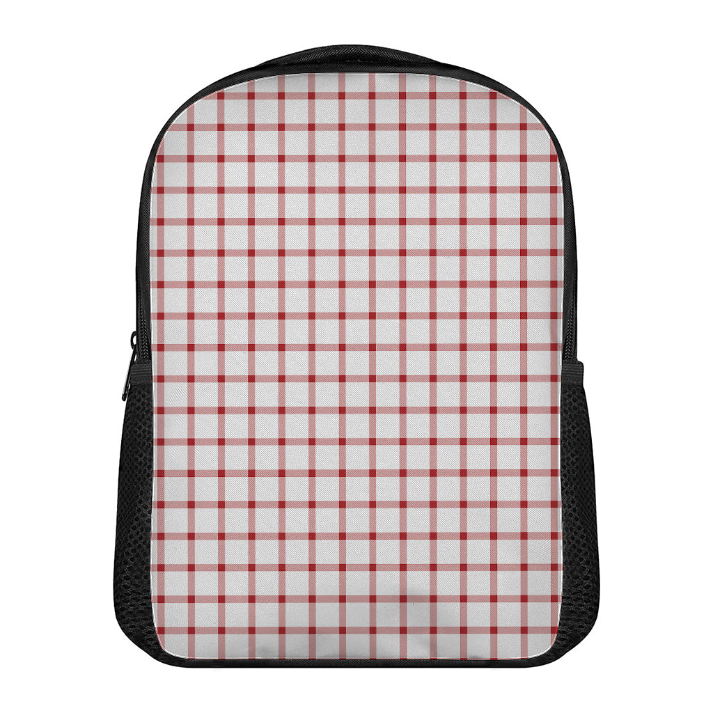 Red And White Tattersall Pattern Print Casual Backpack