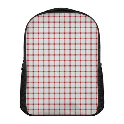 Red And White Tattersall Pattern Print Casual Backpack