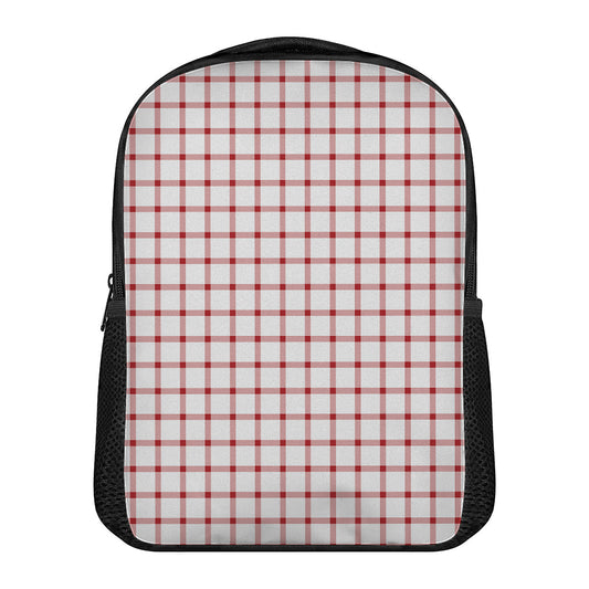 Red And White Tattersall Pattern Print Casual Backpack