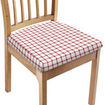 Red And White Tattersall Pattern Print Chair Cushion Cover