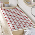 Red And White Tattersall Pattern Print Changing Pad Cover