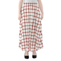 Red And White Tattersall Pattern Print Chiffon Maxi Skirt