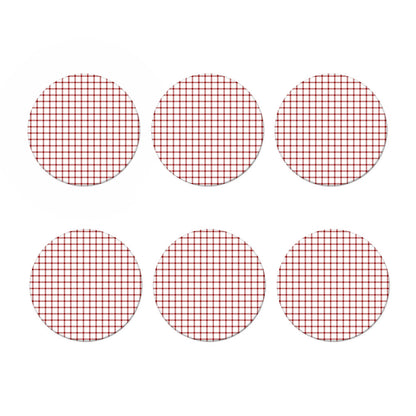 Red And White Tattersall Pattern Print Coaster Set