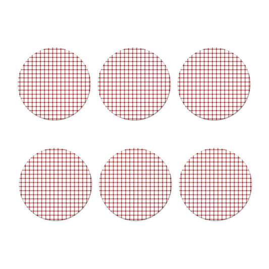 Red And White Tattersall Pattern Print Coaster Set
