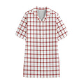 Red And White Tattersall Pattern Print Cotton Hawaiian Shirt
