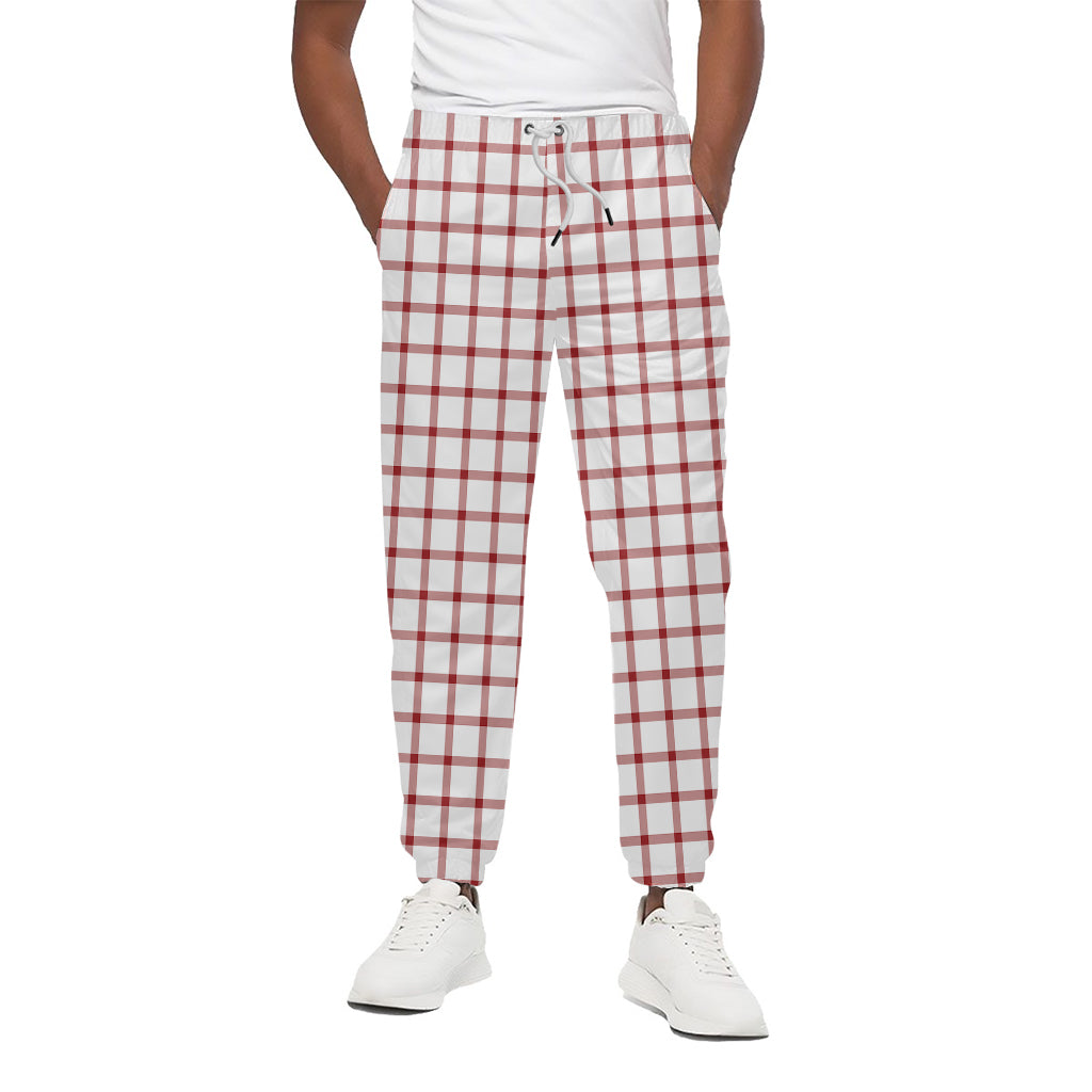 Red And White Tattersall Pattern Print Cotton Pants