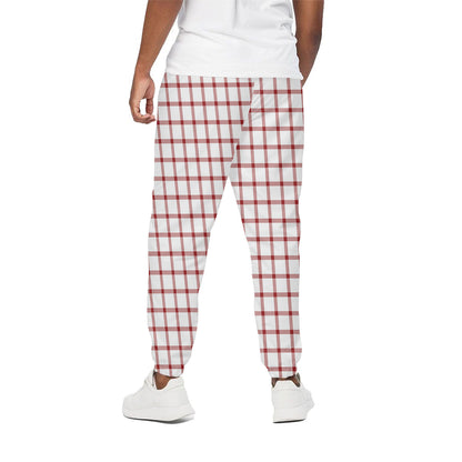 Red And White Tattersall Pattern Print Cotton Pants