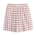 Red And White Tattersall Pattern Print Cotton Shorts