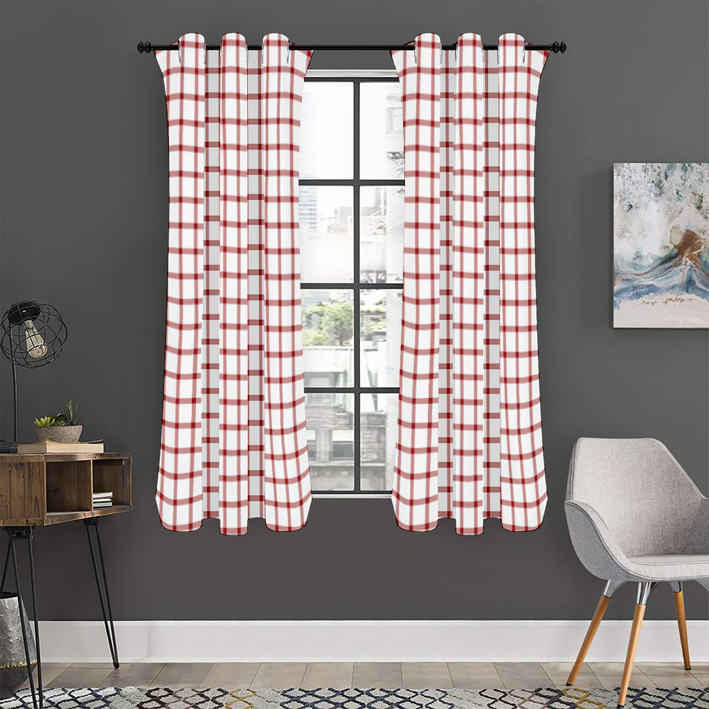 Red And White Tattersall Pattern Print Curtain