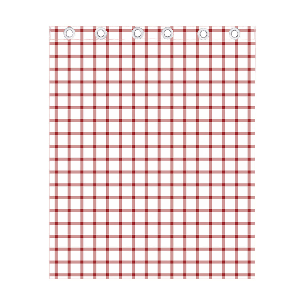 Red And White Tattersall Pattern Print Curtain