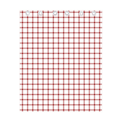 Red And White Tattersall Pattern Print Curtain