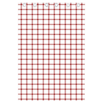 Red And White Tattersall Pattern Print Curtain