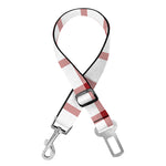 Red And White Tattersall Pattern Print Dog Seat Belt