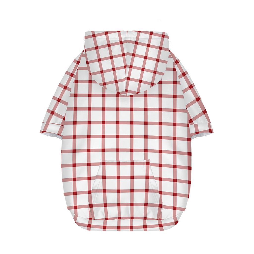Red And White Tattersall Pattern Print Dog Zip Up Hoodie