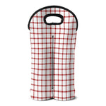 Red And White Tattersall Pattern Print Double Neoprene Wine Tote