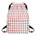 Red And White Tattersall Pattern Print Drawstring Backpack