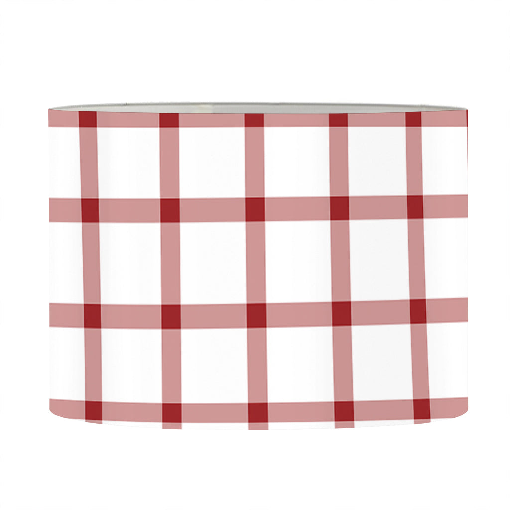 Red And White Tattersall Pattern Print Drum Lamp Shade