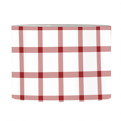 Red And White Tattersall Pattern Print Drum Lamp Shade