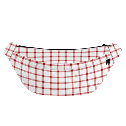Red And White Tattersall Pattern Print Fanny Pack