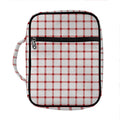 Red And White Tattersall Pattern Print Front Pocket Bible Bag