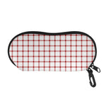 Red And White Tattersall Pattern Print Glasses Case