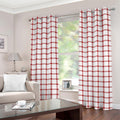 Red And White Tattersall Pattern Print Grommet Curtains