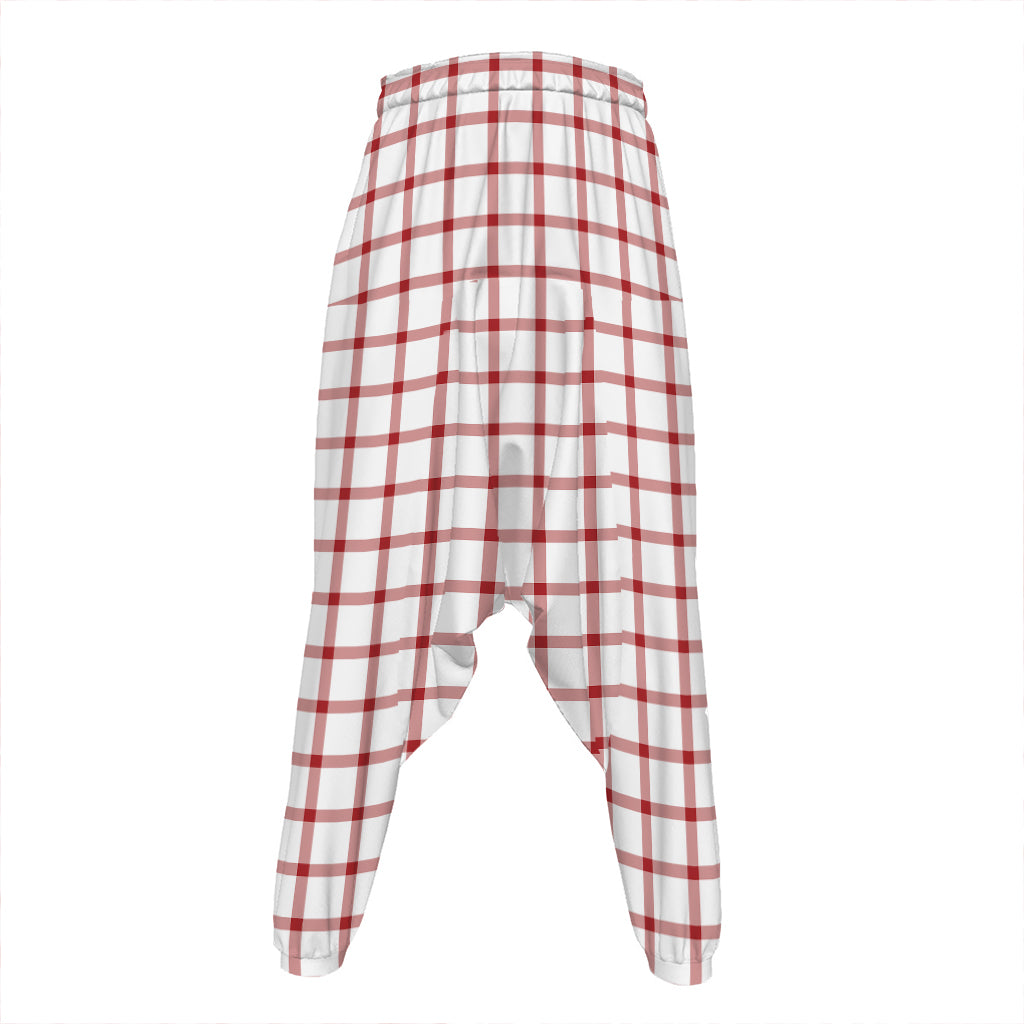 Red And White Tattersall Pattern Print Hammer Pants