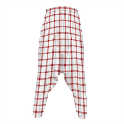 Red And White Tattersall Pattern Print Hammer Pants