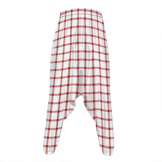 Red And White Tattersall Pattern Print Hammer Pants