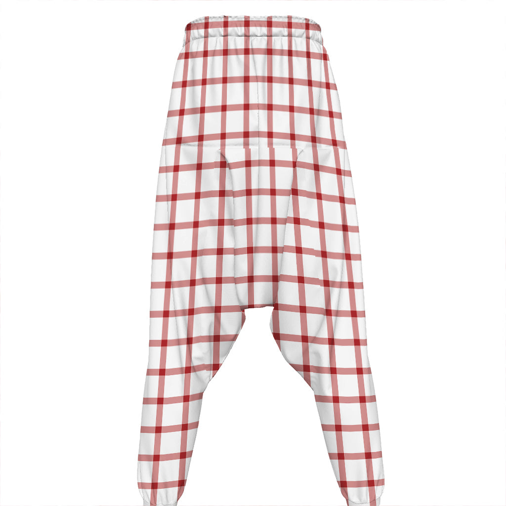 Red And White Tattersall Pattern Print Hammer Pants