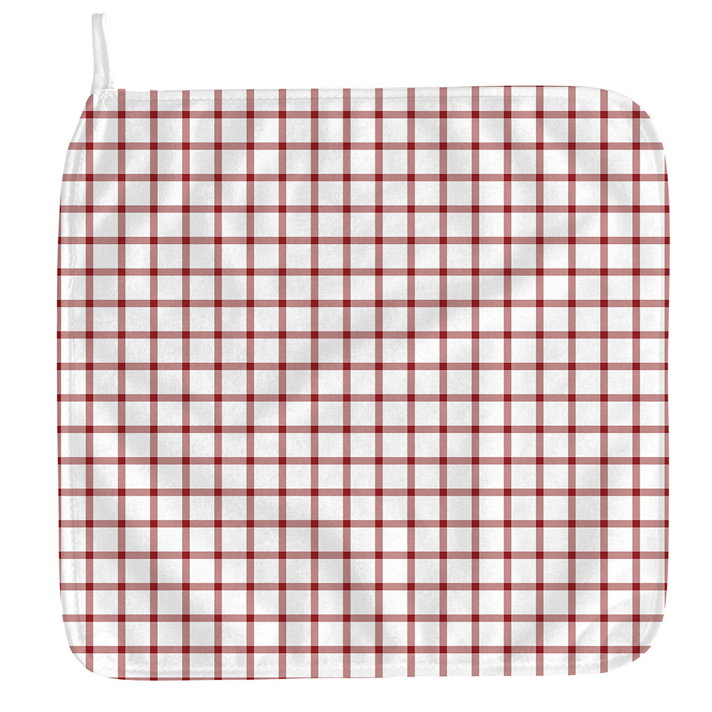 Red And White Tattersall Pattern Print Hand Towel