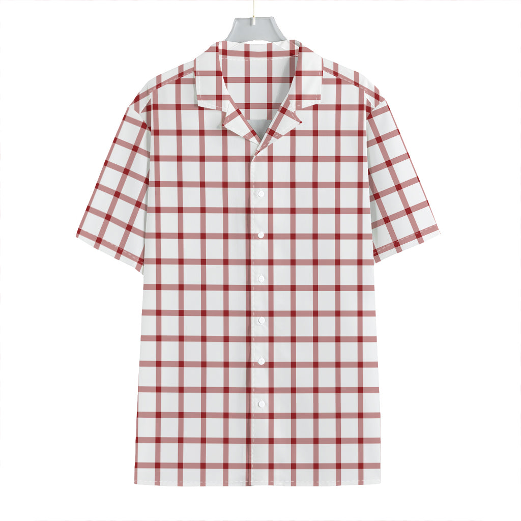 Red And White Tattersall Pattern Print Hawaiian Shirt