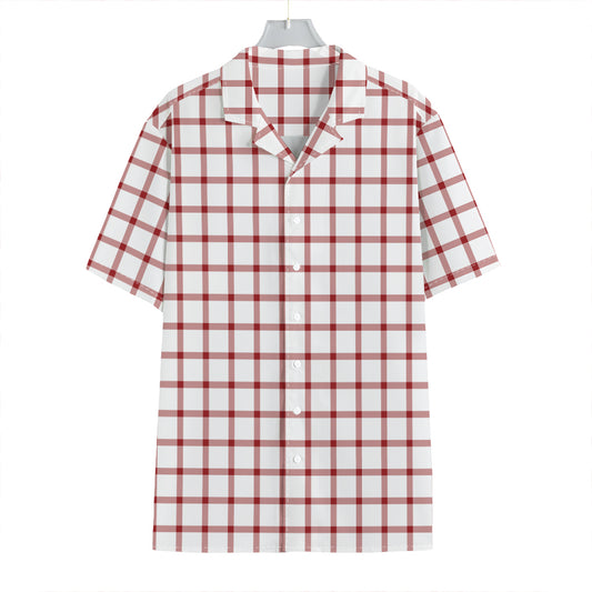 Red And White Tattersall Pattern Print Hawaiian Shirt