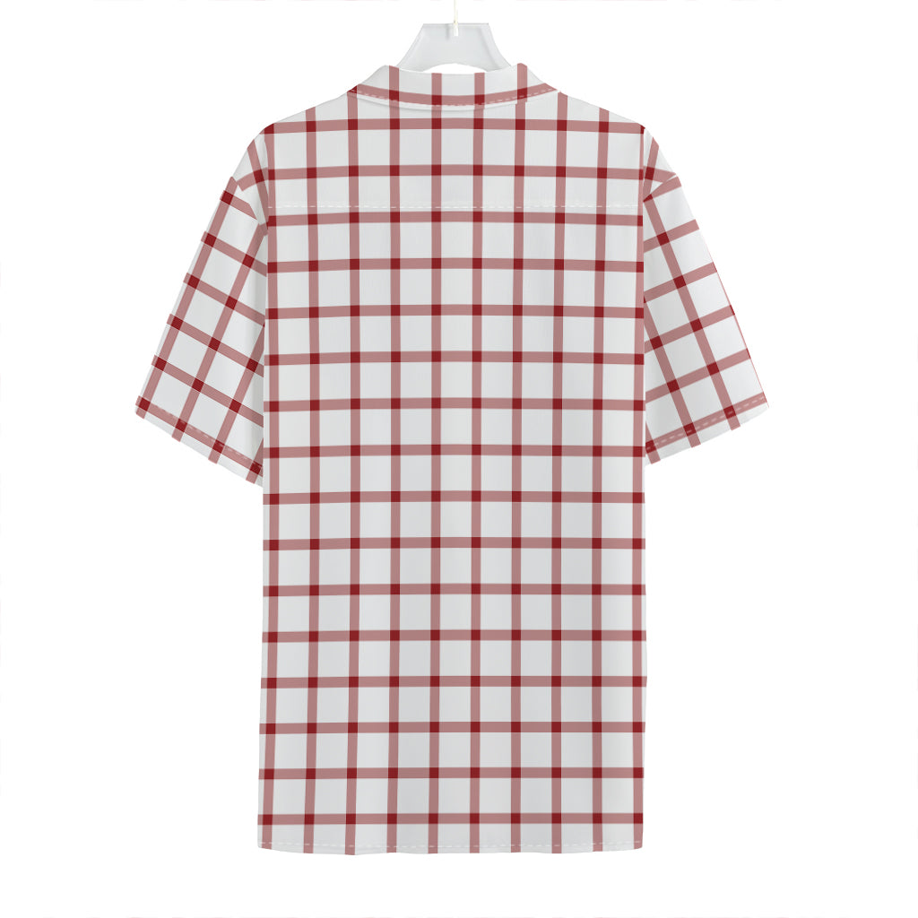 Red And White Tattersall Pattern Print Hawaiian Shirt