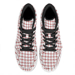 Red And White Tattersall Pattern Print High Top Leather Sneakers