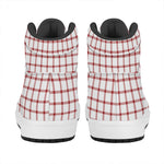 Red And White Tattersall Pattern Print High Top Leather Sneakers