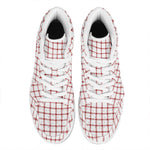 Red And White Tattersall Pattern Print High Top Leather Sneakers