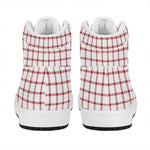 Red And White Tattersall Pattern Print High Top Leather Sneakers
