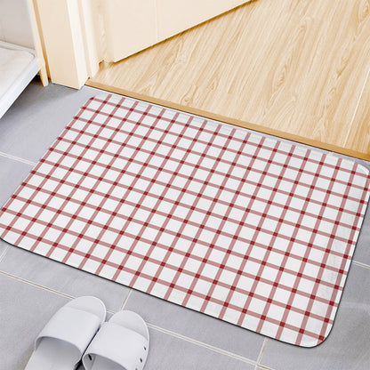 Red And White Tattersall Pattern Print Indoor Door Mat