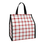Red And White Tattersall Pattern Print Insulated Lunch Tote