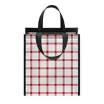 Red And White Tattersall Pattern Print Insulated Lunch Tote