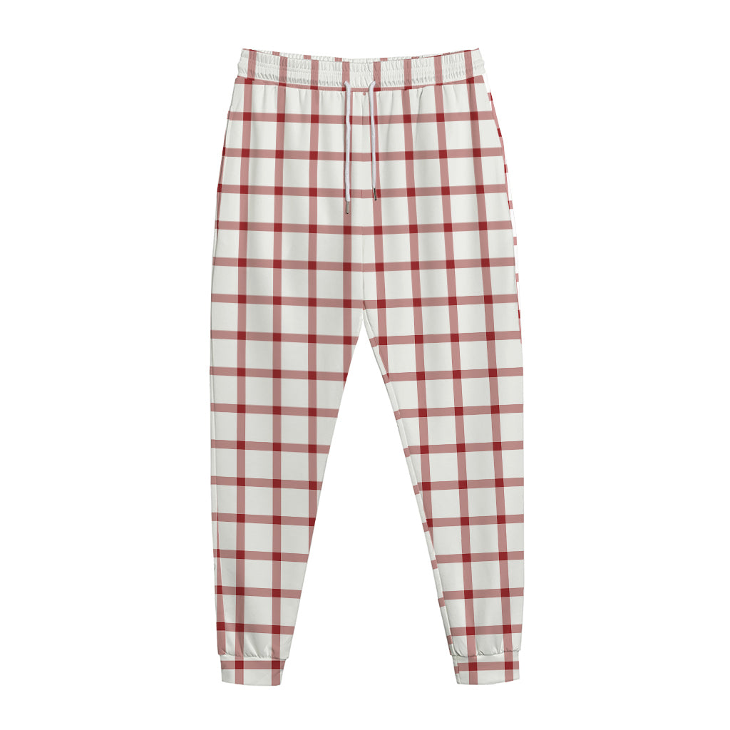 Red And White Tattersall Pattern Print Jogger Pants