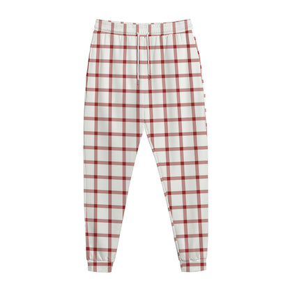 Red And White Tattersall Pattern Print Jogger Pants